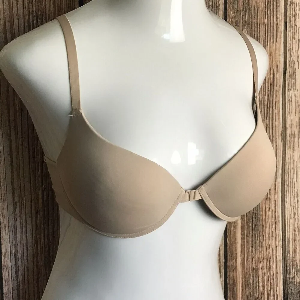 36D New York Elegance Push Up Bra ~ Beige ~ Adjustable Straps ~ Underwired